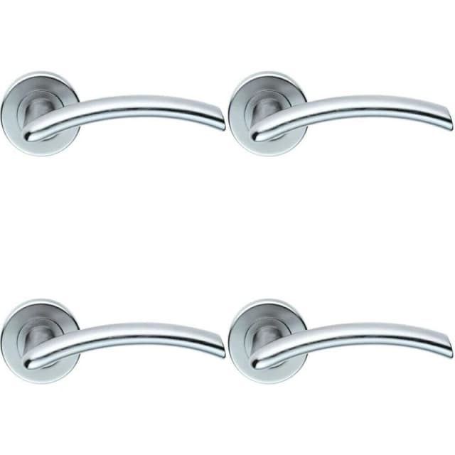 Loops 4x PAIR Oval Shaped Arched Bar Handle Concealed Fix Round Rose Satin Chrome Multi