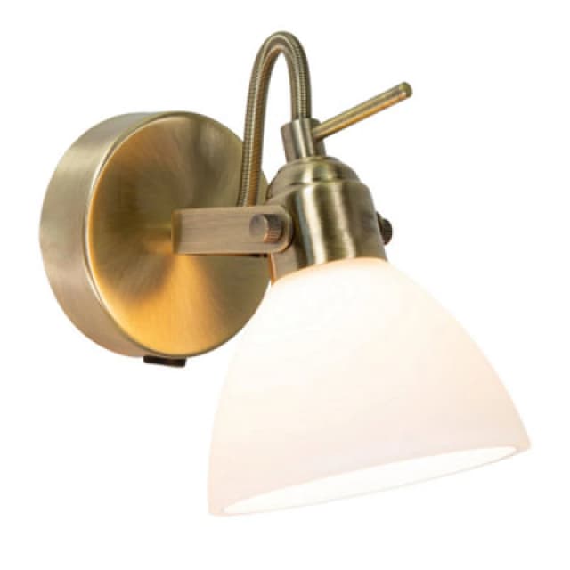 Happy Homewares Contemporary And Chic Antique Brass Wall Spot Light With Switch And Glass Shade
