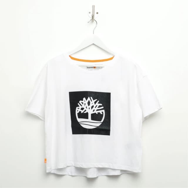 Timberland Cropped Logo T-Shirt - White White 14 - 16