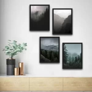 The Forest Set Multicolor Decorative Framed Painting (4 Pieces)