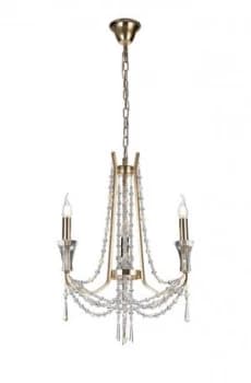 Ceiling Chandelier Pendant 3 Light E14 French Gold, Crystal