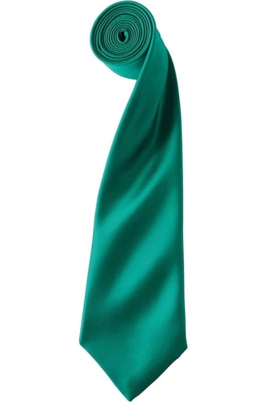 Premier Premier Colours Satin Tie in Emerald Emerald One Size Unisex 5063470722853