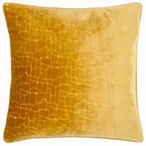 Bloomsbury Geometric Cut Velvet Piped Edge Cushion Cover, Mustard, 50 x 50 Cm - Paoletti