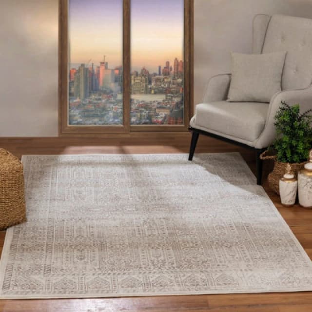 Livabliss Vintage Oriental Boho Tan/grey Dania Area Rug 120 X 170 Cm - Easy Care, Non Shedding, Ideal For Living Room & Bedroom