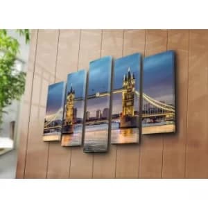 5PAT-39 Multicolor Decorative Canvas Painting (5 Pieces)