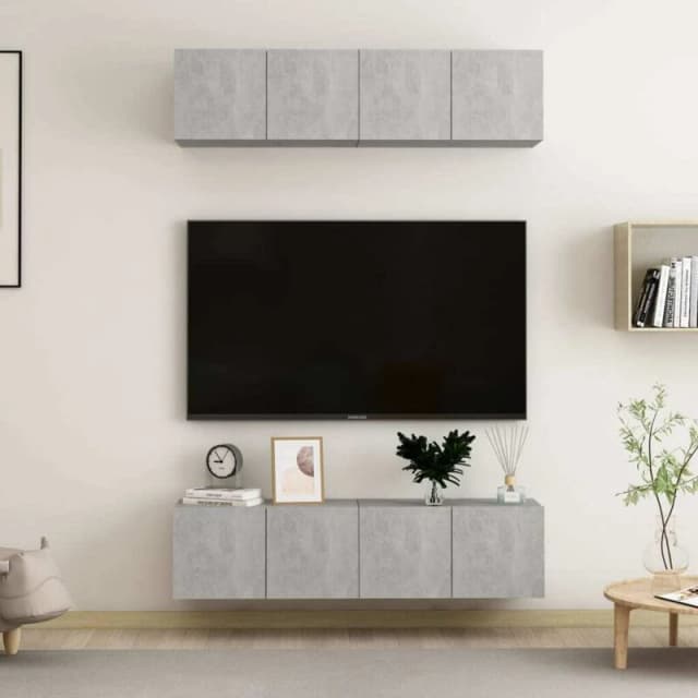 Vidaxl TV Cabinets 4 Pcs Concrete Grey 60X30X30 Cm Engineered Wood, Grey 3079059