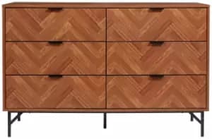 Lloyd Pascal Dark Chevron 6 Drawer Chest - Dark Wood