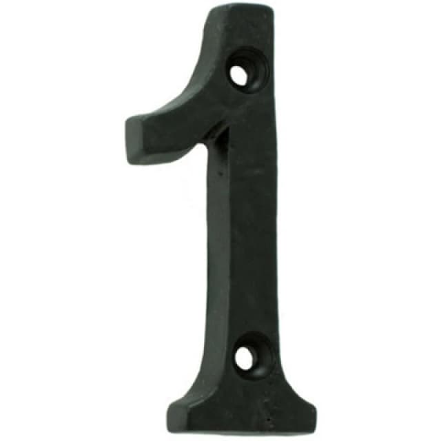 Loops Black Antique Door Number 1 78mm Height 8mm Depth Iron Face Numeral Plaque Black