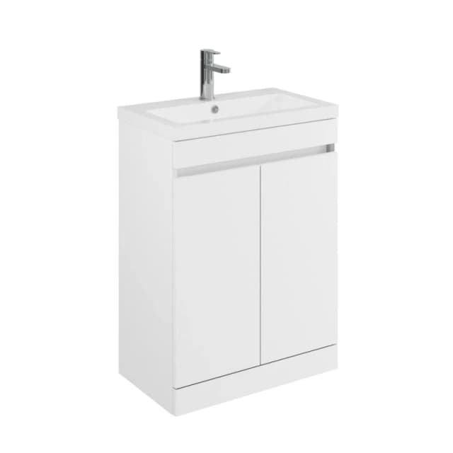 Balterley 600mm Floor Standing 2 Door Compact Unit with Polymarble Basin - White White Unisex