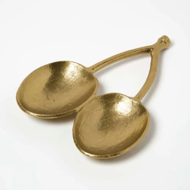 Homescapes Gold Decorative Aluminium Cherry Trinket Tray