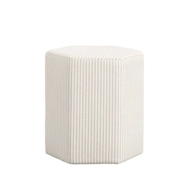 Lemon Pavilion Furniture Harbour Thin Stripe Stool - Cotton Blend - L42xW38.5xH45.5cm - Beige Beige Unisex