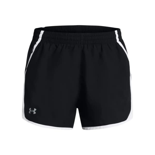 Under Armour Womens Fly By 3" Running Shorts L- Waist 30.5 - 32.5' Black White Reflective 1382438-002-L