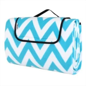 Picnic Blanket Turquoise/White 2x2m with Handle