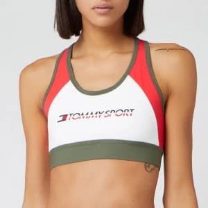 Tommy Sport Womens Blocked Mid Support Bra - Bijou Blue - M