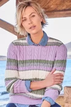 Cutest Cable Stripe Crew Neck Jumper