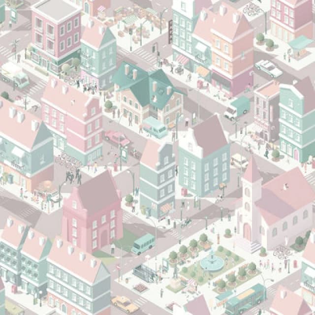 Muriva Ltd Muriva City Life Pink & Teal Wallpaper, Pink L97603