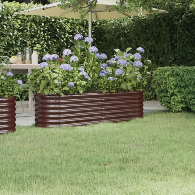 vidaXL Garden Raised Bed Powder-coated Steel 152x40x36cm Brown, Brown 318870