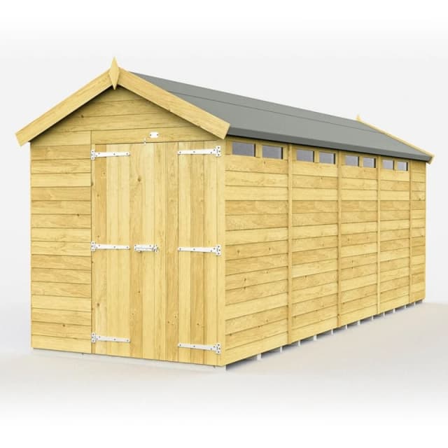 Buttercup Farm 6 x 18 Feet Apex Security Shed - Double Door - L533 x W175 x H217cm in Brown Brown Unisex
