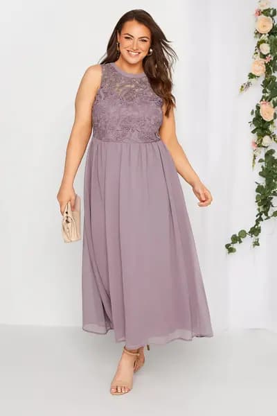Yours Chiffon Maxi Dress Dusty Pink