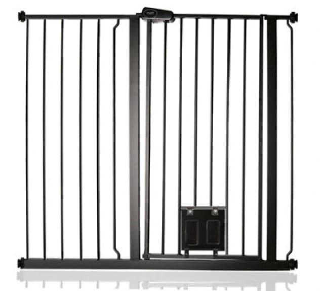 Bettacare Pet Gate With Lockable Cat Flap, 107.4Cm - 115Cm, Black, 104Cm In Height