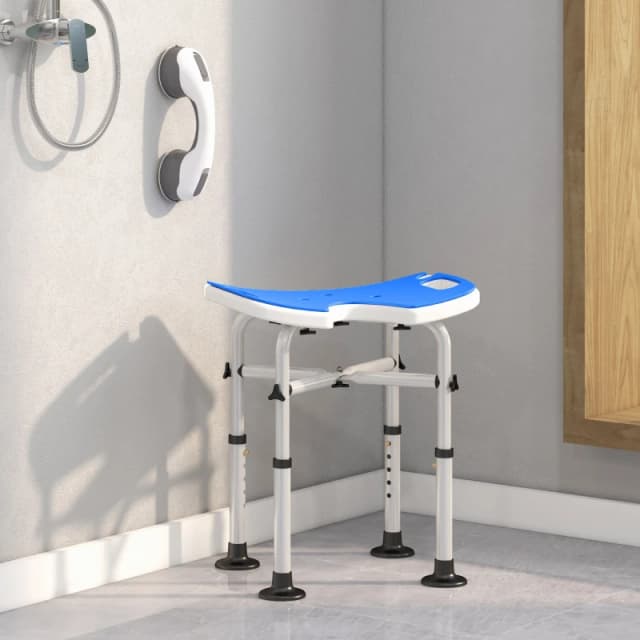 HOMCOM Aluminium Shower Stool for Elderly Disabled Non-Slip Bath Stool Blue 712-063V00DB