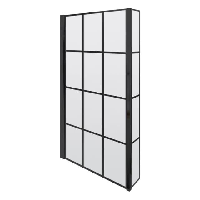 Balterley Black Frame 6mm Toughened Safety Glass Reversible L Shaped Bath Screen Black unisex