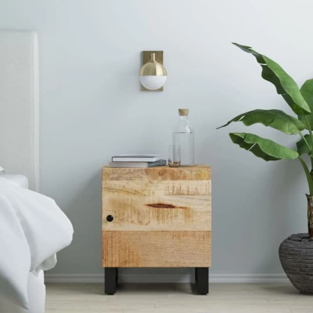 vidaXL Bedside Cabinet 40x33x46cm Solid Wood Mango, Black 345208