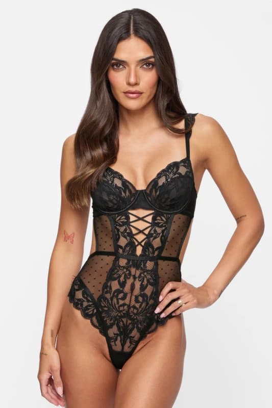 Ann Summers Womens Sweet Romance Body in Black Size: Large Black Female L