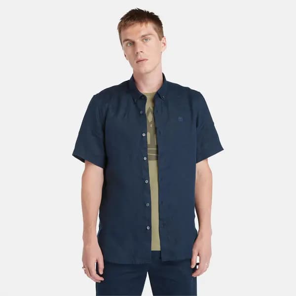 Timberland Mill Brook Linen Shirt For Men In Navy, Size L