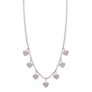 Lipsy Rose Gold Plated Crystal Heart Charm Pendant Necklace