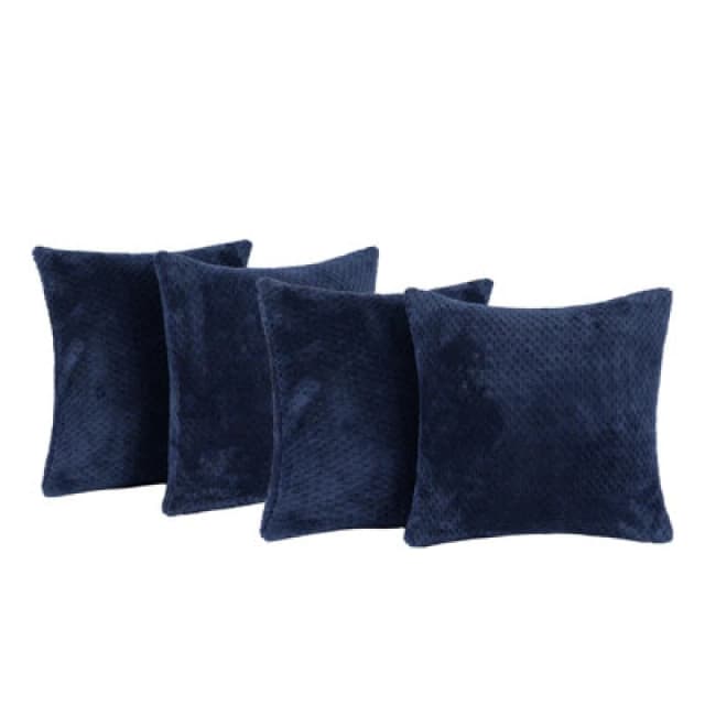 OHS OHS 4 Pack of Waffle Fleece Square Cushion Covers in Navy Size: 45cm x 45cm Navy 45cm x 45cm Unisex 5027434155859