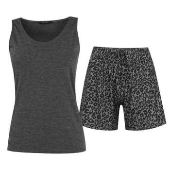 Miso Animal Print Pyjama Set Ladies - Grey/Black