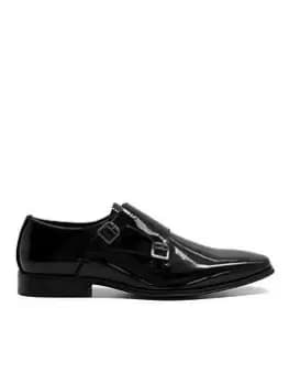 Dune Stone Monk Shoes Male Black UK Size 10