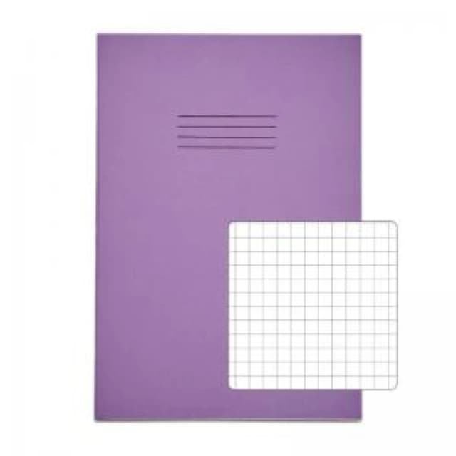 Rhino A4 Exercise Book 64 Pages / 32 Leaf Purple 7mm Squared (50 Pack) VEX677-3005-4