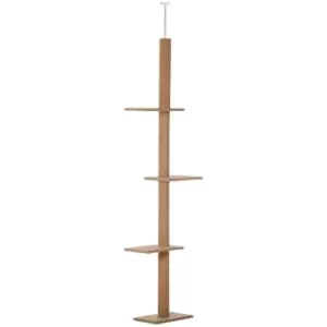 Pawhut 260cm Floor To Ceiling Cat Tree W/ 3 Perches Kitten - Brown