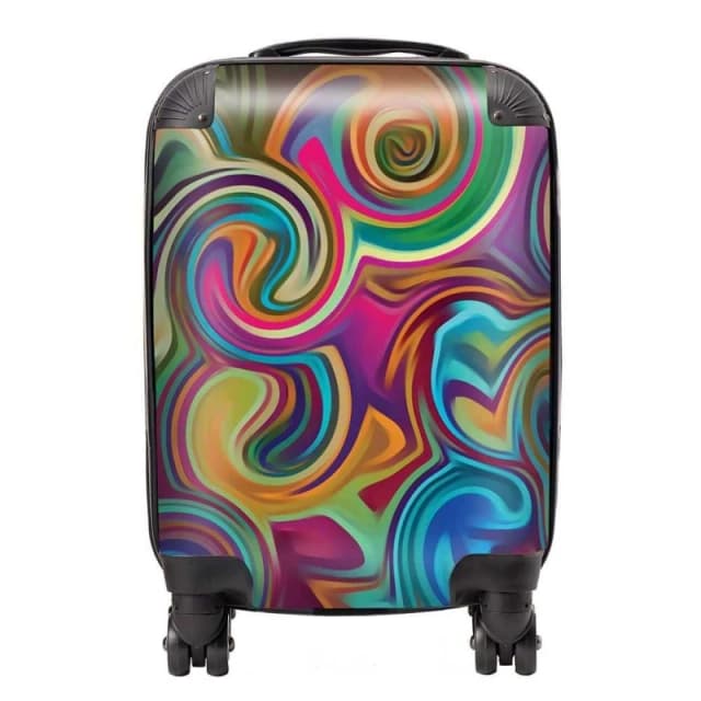 Warren Reed - Designer Colourful Wave Pattern Suitcase in Red Size: Large Red Unisex Large