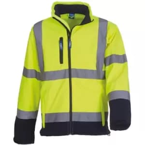 Mens Hi-Vis Sofshell Jacket (m) (Hi-Vis Yellow/Navy) - Hi-Vis Yellow/Navy - Yoko