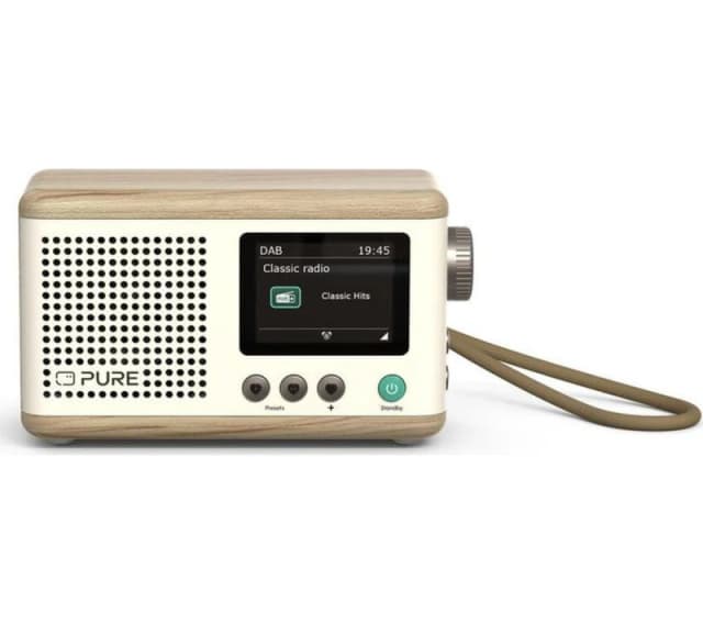 PURE Classic Mini Portable DAB Bluetooth Radio - Oak & Cotton White,Cream 759454301682
