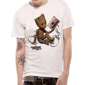 Guardians Of The Galaxy 2 - Unisex Groot & Tape T-Shirt (White)
