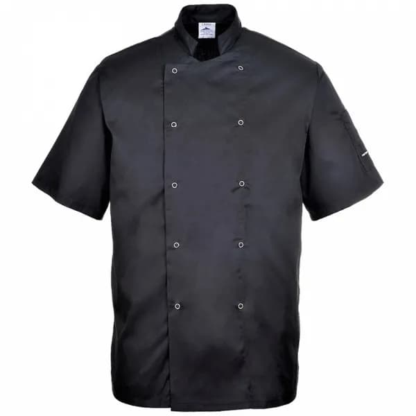Portwest Kent Mens Chefs Short Sleeve Jacket C734BKRXS Colour: Black