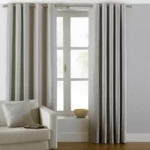 Rivapaoletti - Riva Paoletti Atlantic Woven Twill Lined Eyelet Curtains, Natural, 66 x 72 Inch