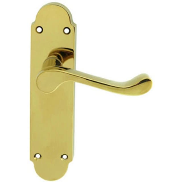 Loops PAIR Victorian Upturned Handle on Latch Backplate 170 x 42mm Polished Brass Metallics