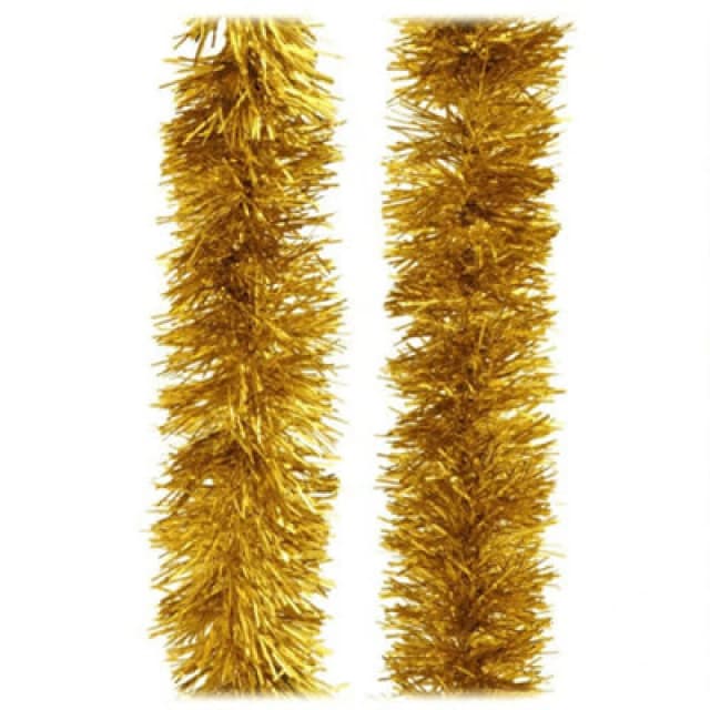 Shatchi Shiny Thick Tinsel For Christmas Trees And Decoration, 2M Long, 11Cm Wide Gold