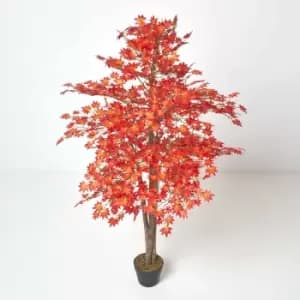 Homescapes - Red Maple Tree Artificial Plant with Pot, 160cm - Red