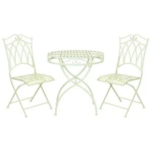 Charles Bentley Wrought Iron 2-Seater Bistro Set - Pastel Green