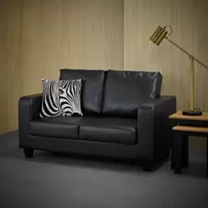 Sofa In A Box Black Faux Leather 2 Seater