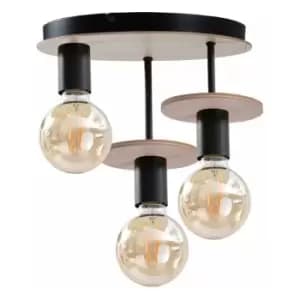 Keter Saturn Multi Arm Semi Flush Ceiling Light Natural, Black, 30cm, 3x E27