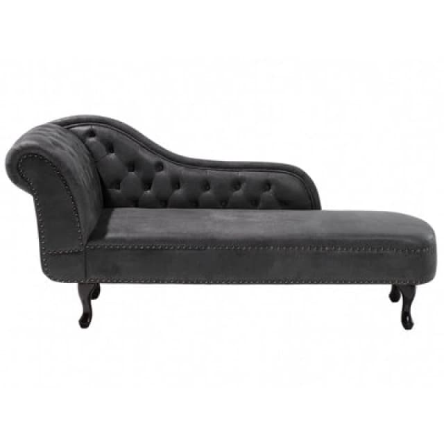 Beliani Left-Hand Chaise Lounge Nimes Faux Suede Dark Grey