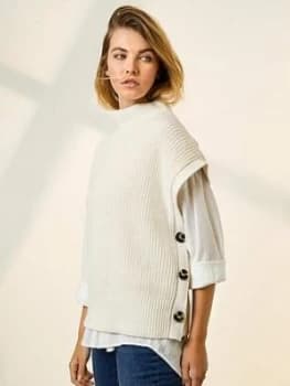 Mint Velvet Easy Knitted Button Tabard - Cream