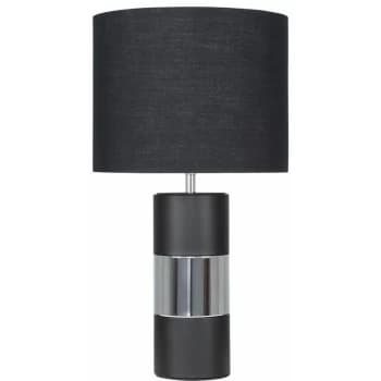 Cylinder Touch Table Lamp with Small Drum Lamp Shade - Black